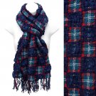 Plaid Block Check Pattern Design Double Side Muffler Scarf Navy Blue  SF00299NVBL