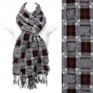 Plaid Block Check Pattern Design Double Side Muffler Scarf Black Gray  SF00299BKGY