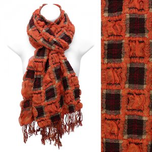Plaid Block Check Pattern Design Double Side Muffler Scarf Brown Rust  SF00299BRRU
