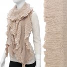 Beautiful Ruffled Edge Soft Knit Cold Weather Long Fashion Scarf Beige SF00300BE