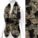 Duo Tone Hooked Closures Faux Fur Fashion Scarf Black Brown SF00302BKBR