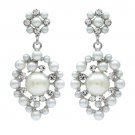 Bridal Wedding Jewelry Crystal Rhinestone Multi Pearl Dangle Earrings Ivory ER00462RDCLCM