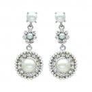 Bridal Wedding Jewelry Crystal Rhinestone Pearl Circle Dangle Earrings Ivory ER00463RDCLCM