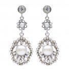 Bridal Wedding Jewelry Crystal Rhinestone Pearl Vintage Dangle Earrings Ivory ER00464RDCLCM