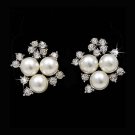 Bridal Wedding Jewelry Crystal Rhinestone Pearl Sparkle Stud Earrings Ivory LG ER00459RDCLCM