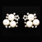 Bridal Wedding Jewelry Crystal Rhinestone Pearl Sparkle Stud Earrings Ivory MD ER00458RDCLWT