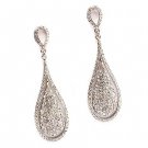 Bridal Wedding Jewelry Crystal Soft Teardrop Dangle Fashion Earrings Silver ER00432RDCL