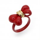 Adorable Cute Epoxy Bow Tie Ribbon Adjustable Stretch Fashion Ring Red RG00171RD