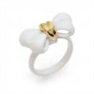 Adorable Cute Epoxy Bow Tie Ribbon Adjustable Stretch Fashion Ring White RG00171WT