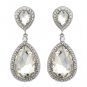 Bridal Wedding Jewelry Sparkle Classic Teardrop Dangle Fashion Earrings Silver ER00511RDCL