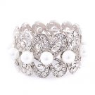 Bridal Wedding Jewelry Stunning Beautiful Crystal Pearl Stretch Bracelet Silver BR00340RDCLWT