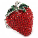 Strawberry Fruit Crystal Rhinestone Fun Big Sparkling Fashion Stretch Ring Red RG00172RDRD