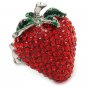 Strawberry Fruit Crystal Rhinestone Fun Big Sparkling Fashion Stretch Ring Red RG00172RDRD