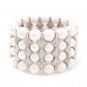 Bridal Wedding Jewelry Stunning 4 Rows Pearl Crystal Stretch Bracelet Silver BR00341RDCLWT