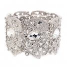 Bridal Wedding Jewelry Beautiful Chic Crystal Rhinestone Stretch Bracelet Silver BR00345RDCL