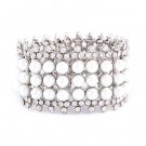 Bridal Wedding Jewelry Stunning 3 Rows Pearl Crystal Stretch Fashion Bracelet Silver BR00347RDCLWT