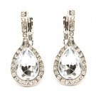 Bridal Wedding Jewelry Crystal Rhinestone Teardrop Design Earrings Silver ER00523RDAB
