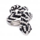 Fashion Jewelry Crystal Rhinestone Mysterious Snake Stretch Ring Silver RG00175RDCL