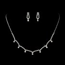 Bridal Wedding Jewelry Set Crystal Rhinestone Vintage Chic Necklace Silver JS00348RDCL