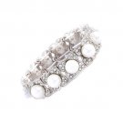 Bridal Wedding Jewelry Elegant Crystal Pearl Flower Stretch Bracelet Silver WT BR00356RDCLWT