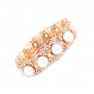 Bridal Wedding Jewelry Elegant Crystal Pearl Flower Stretch Bracelet Gold WT BR00356GDCLWT