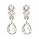 Bridal Wedding Jewelry Elegant Classic Teardrop Dangle Fashion Earrings Silver ER00563RDCL