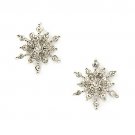 Gorgeous Crystal Rhinestone Dazzle Winter Snowflake Fashion Stud Earrings Silver ER00572RDCL