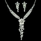 Bridal Wedding Jewelry Set Crystal Rhinestone Sparkle Stars Necklace Silver JS00365RDCL