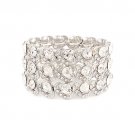 Bridal Wedding Jewelry Crystal Rhinestone Cycle Shape Cut Wide Bracelet Silver BR00360RDCL