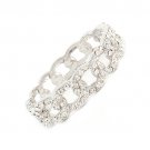 Bridal Wedding Jewelry Crystal Rhinestone Classic Oval Linked Stretch Bracelet BR00361RDCL