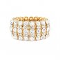 Bridal Wedding Jewelry Crystal Rhinestone Striking Rows Stretch Bracelet Gold BR00371GDCL