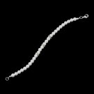 Bridal Wedding Jewelry Crystal Rhinestone Pearl Single Linear Bracelet Silver BR00372RDCLWT
