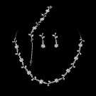 Bridal Wedding Jewelry Set Crystal Rhinestone Simple Soft Linear Drop Necklace JS00381RDCL