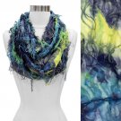 Vintage Butterfly Tie Dye Infinity Loop Scarf Yellow Blue SF00234-BL