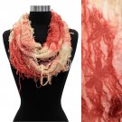 Vintage Butterfly Tie Dye Infinity Loop Scarf Ivory Red SF00234-RD