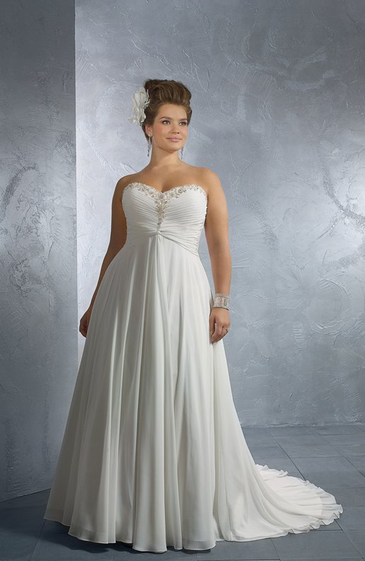 #B1022X Aline Plus Size Wedding Dresses, Chiffon Bridal Gowns
