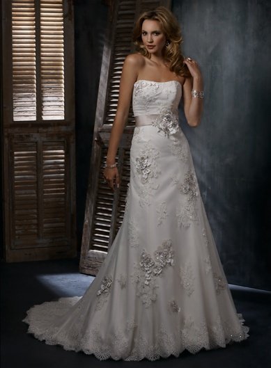 #BDW-011 x Custom Wedding Gown with Sash or Belt, Bridal Dress