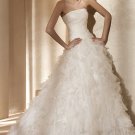 #BDW-055 Pleated Wedding Gowns with ruffles, Bridal Dresses