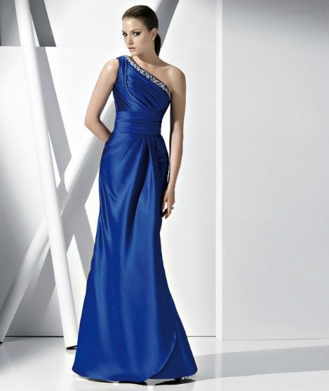 #DW44 x - One Shoulder Blue Evening Dresses - Custom Pageant gowns