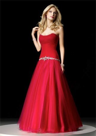 Darius Cordell Red Evening Dresses, Strapless Ball Gowns