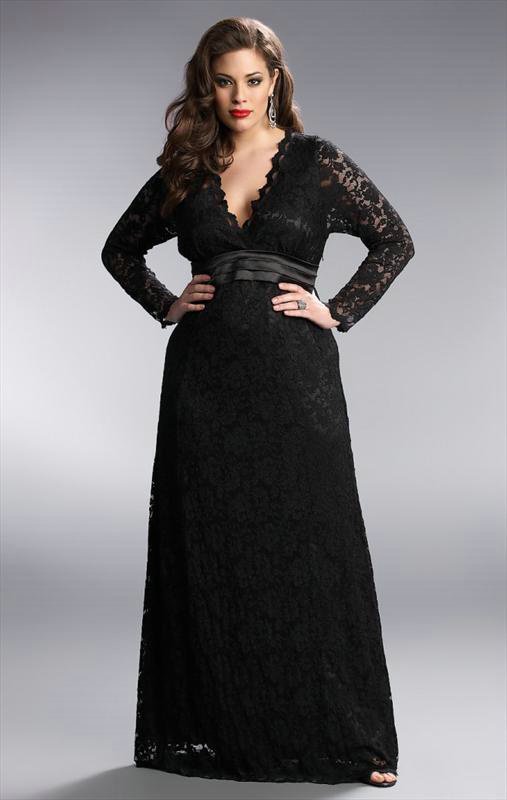 Darius Long Sleeve Lace Evening Dresses, Black Lace Gowns