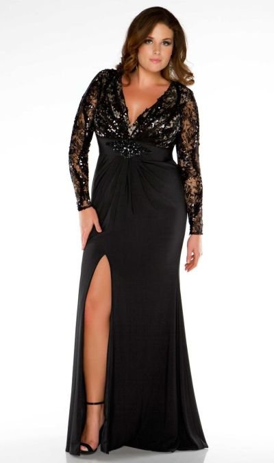 Darius Designs Black Lace Special Occasion Dresses Long Sleeve Evening Gowns 