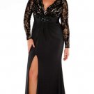 Darius Designs Black Lace Special Occasion Dresses, Long Sleeve Evening Gowns