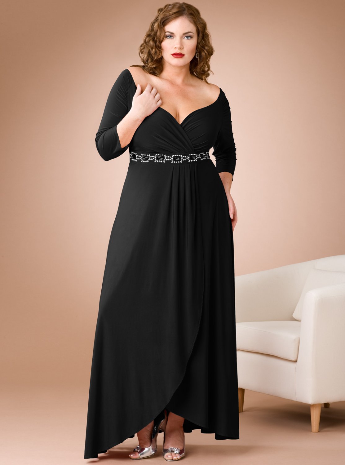 2013 70 Long Sleeve Portrait Neckline Evening Dresses For Plus Size Women 2721