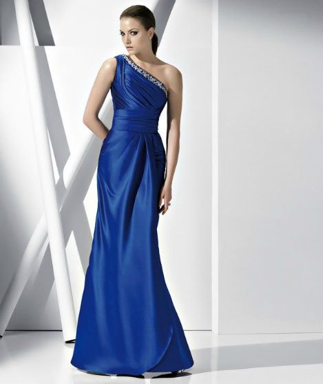 x - Blue Evening Dresses, One Shoulder Evening Gowns