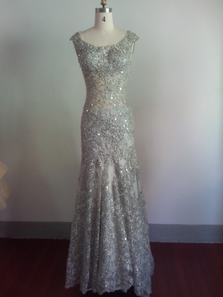 Darius Cordell Cap Sleeve Evening Dresses, Silver Pageant Gowns