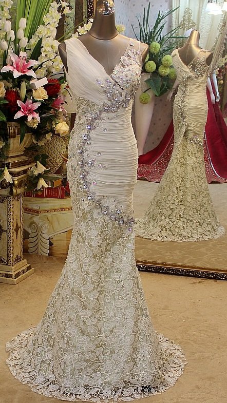Darius Cordell Lace Evening Dresses, White Evening Gowns
