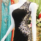 Darius Cordell Black Pageant Dresses, One Shoulder Evening Gowns