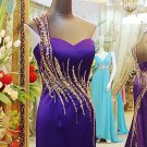 Darius Cordell One Shoulder Evening Dresses, Purple Beaded Formal Gowns Darius Cordell One Shoulder Evening Dresses, Purple Beaded Formal Gowns