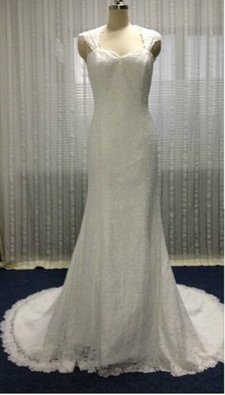 #leaLW1228 Lace Wedding Gowns with Wide Shoulder Straps